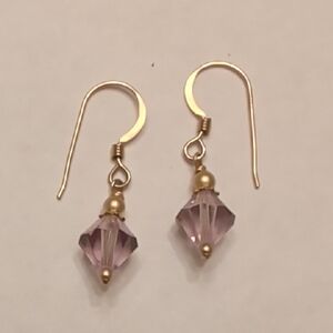 Vintage Gold and Purple Crystal Earrings